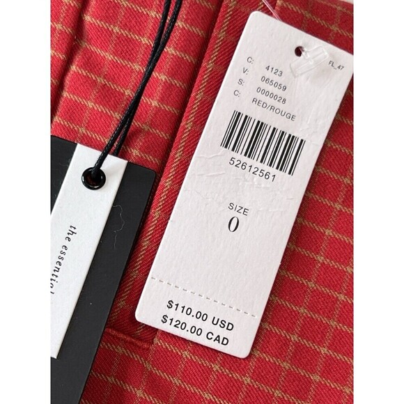 Anthropologie The Essential Slim Pant Peddle Pusher Ankle Windowpane Red Size 0 - Picture 5 of 14